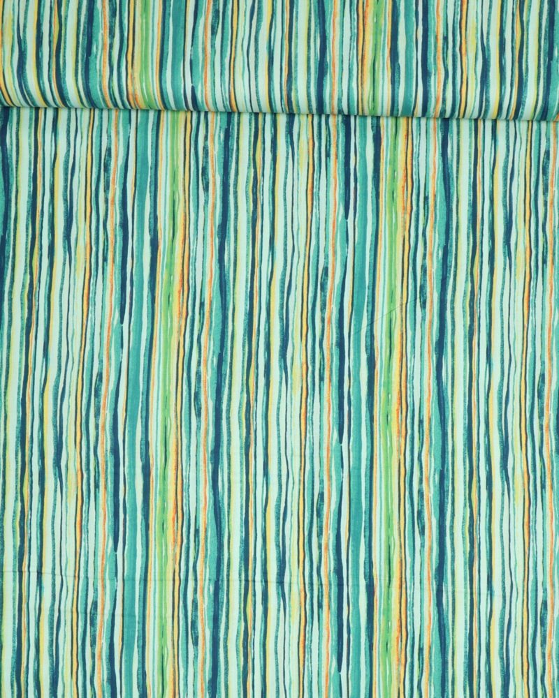Striber i mint, blå, gul, grøn - Patchwork - RJR Fabrics