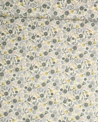 Tegnet blomster på hvid - Patchwork