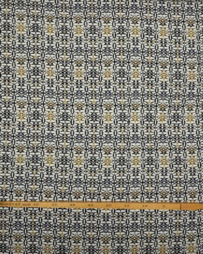 Mønstret i gråsort/gylden på hvid - Rayon 7 Mønstret i gråsort/gylden på hvid - Rayon