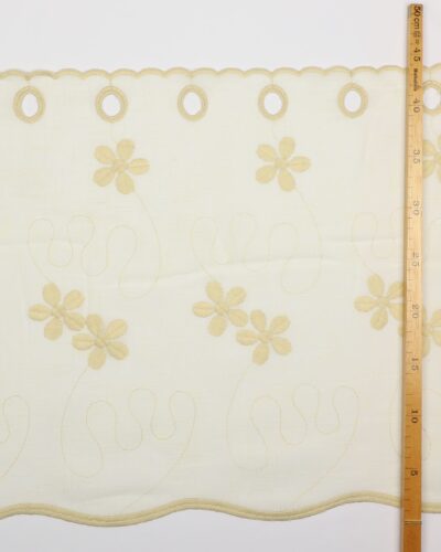 Cafégardin, offwhite m. blomster - 42 cm høj