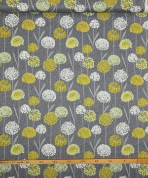 Fleur, gul og hvid frøstand på grå - Patchwork - Timeless Treasures Fabrics of SoHo