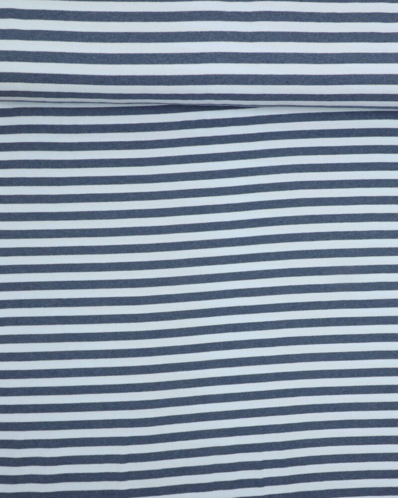 Blå/lyseblå striber, uld jersey - Uld/bomuld - Info mangler