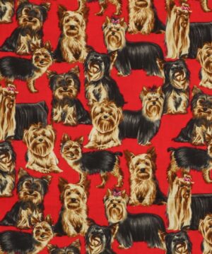 Yorkshire Terrier på rød - Patchwork - Timeless Treasures Fabrics of SoHo