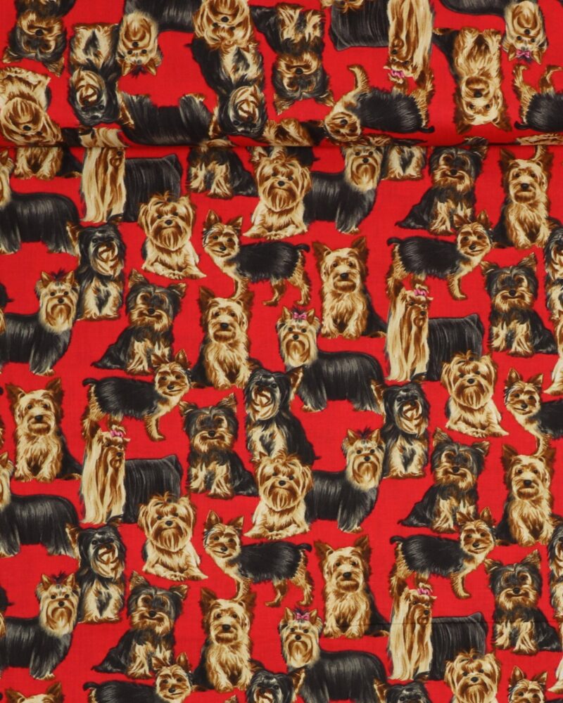 Yorkshire Terrier på rød - Patchwork - Timeless Treasures Fabrics of SoHo