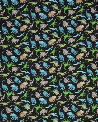 Dinoer på sort - Patchwork