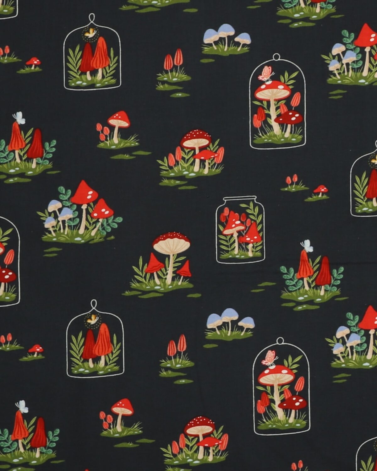 Røde paddehatte på mørkeblå - Patchwork - Image 2