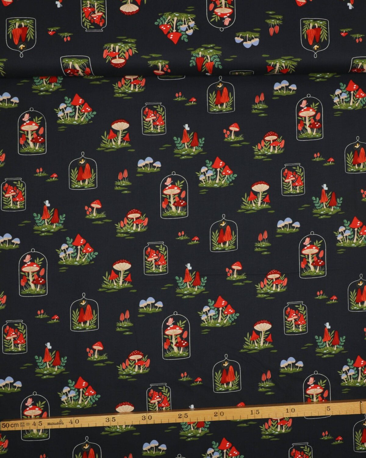 Røde paddehatte på mørkeblå - Patchwork - Image 3