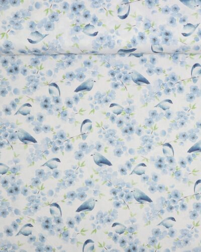 Bluebird, fugle og blomster - Patchwork