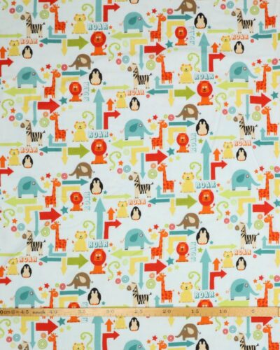 Flonnel - Vilde dyr på hvid bundfarve 7 Flonnel - Vilde dyr på hvid bundfarve