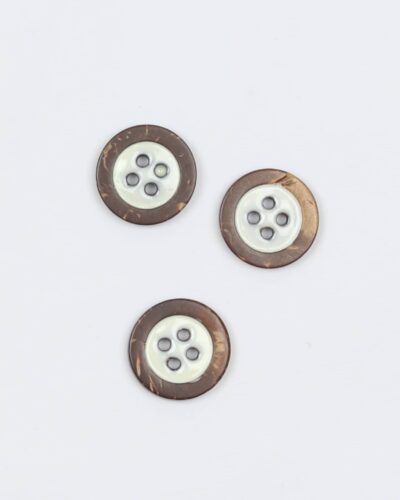 hvid m. brun kant - 16 mm kokosknap