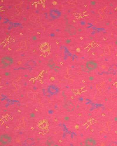 Tegnet dyr på meleret pink - Bomuld/polyester jersey