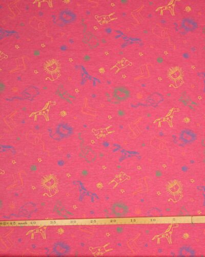 Tegnet dyr på meleret pink - Bomuld/polyester jersey