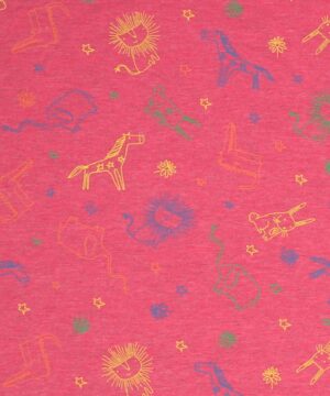 Tegnet dyr på meleret pink - Bomuld/polyester jersey - Info mangler