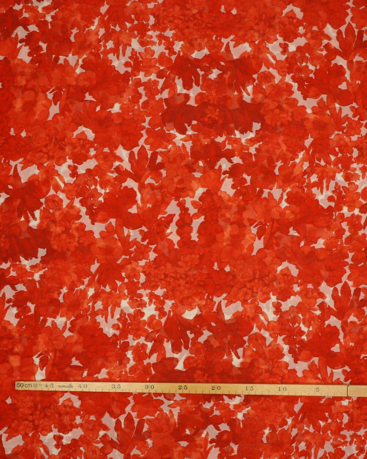 Røde blomster på hvid - Polyester (Mesh) - Billede 3