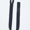 6 mm sort m. koboltblå stribe, lynlås -