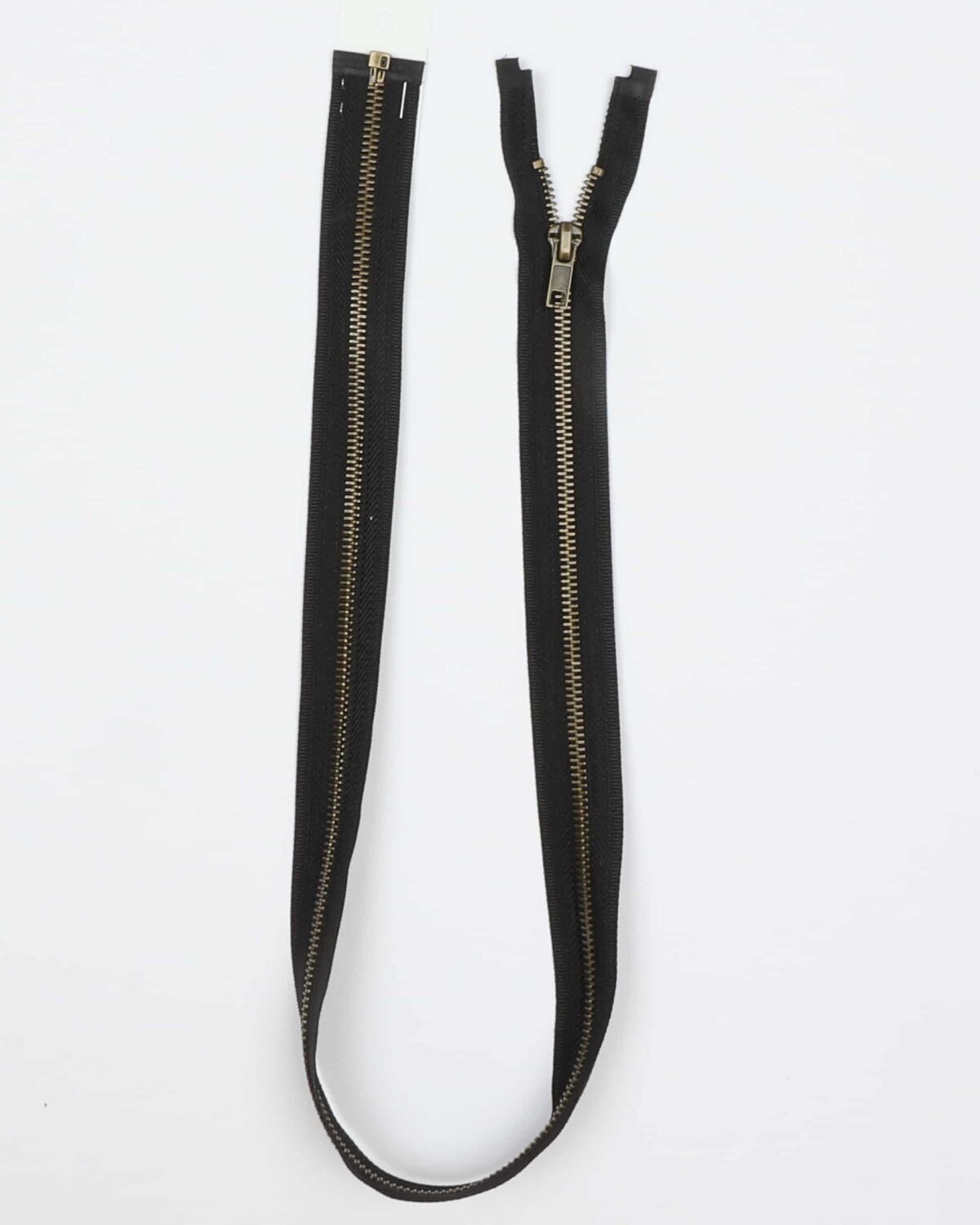 6 mm sort/messing delbar metal lynlås - 75 cm