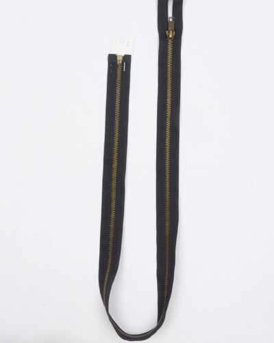 6 mm mørkeblå/messing delbar metal lynlås - 80 cm