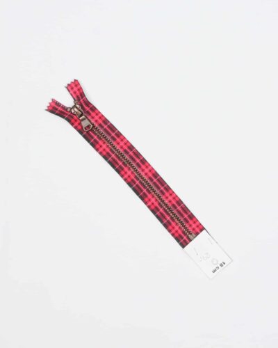 6 mm pink/sort/kobber metal lynlås - 18 cm