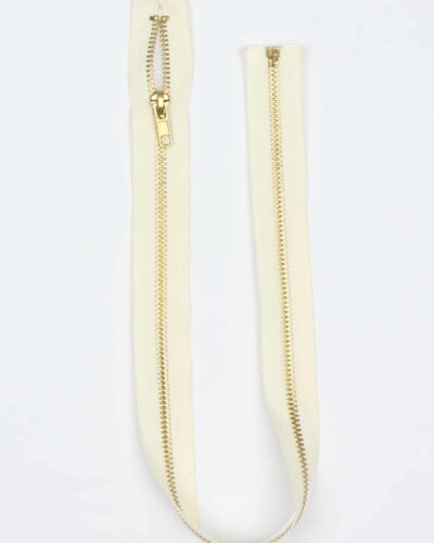 6 mm offwhite/guld delbar metal lynlås - 60 cm