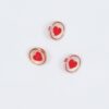 Rødt hjerte og kobberkant - 11 mm øjeknap -