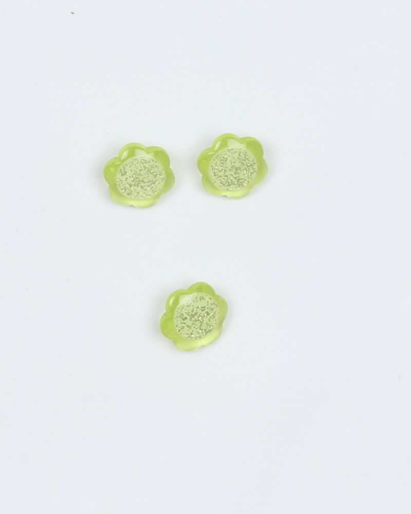 Lys grøn/sølv blomst - 13 mm øjeknap -