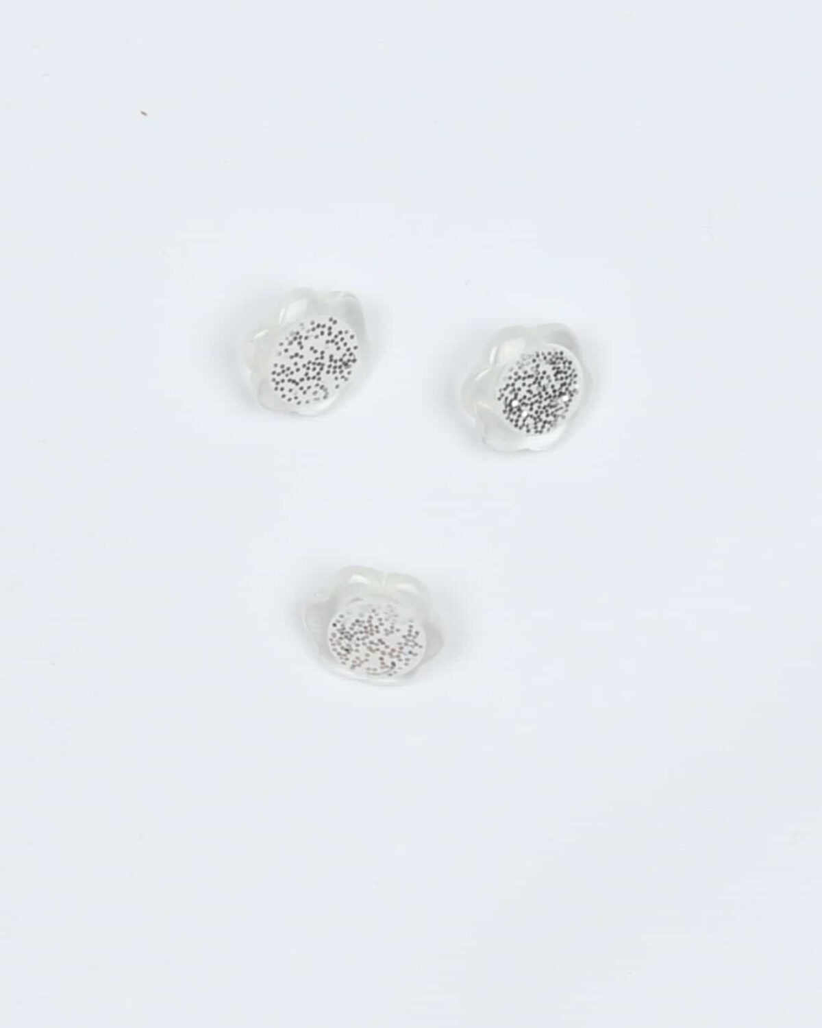 Transparent/sølv blomst - 13 mm øjeknap