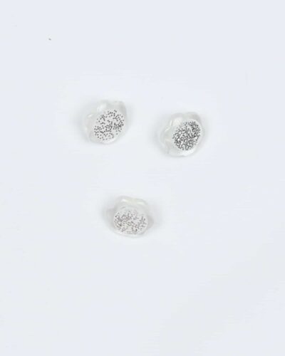 Transparent/sølv blomst - 13 mm øjeknap