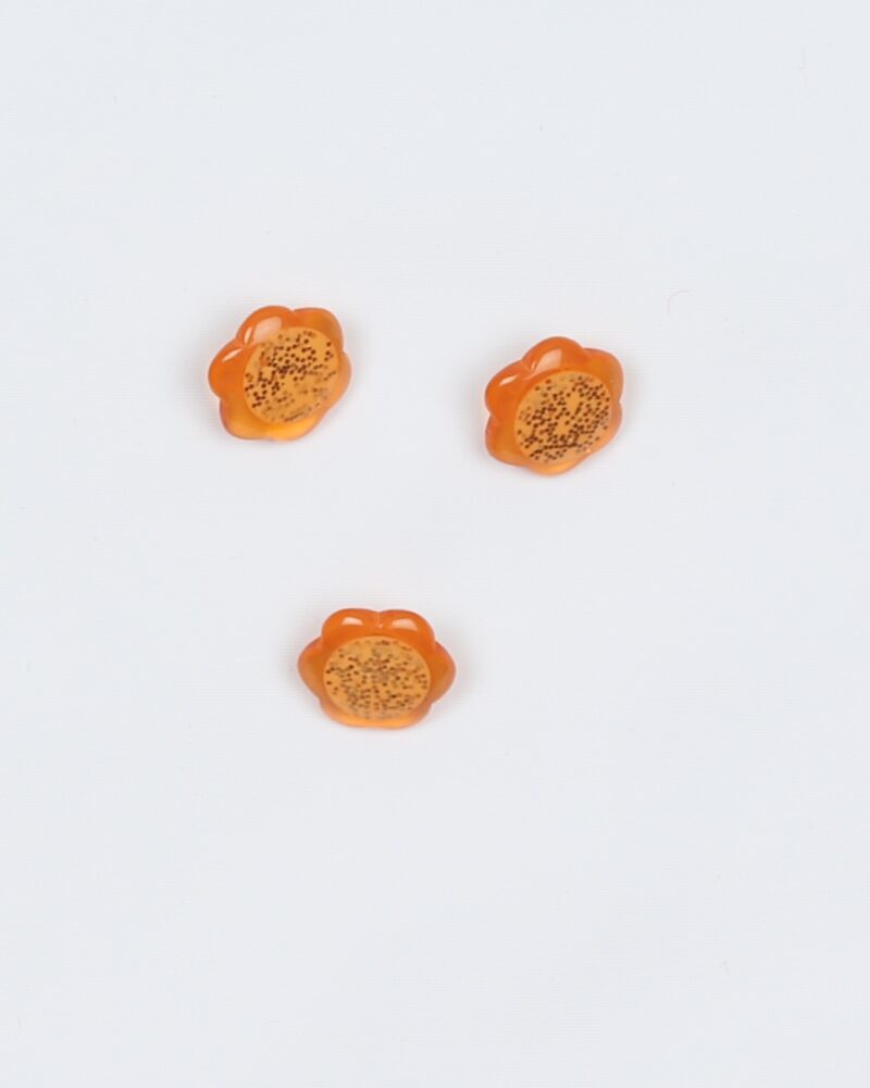 Orange/sølv blomst - 13 mm øjeknap -