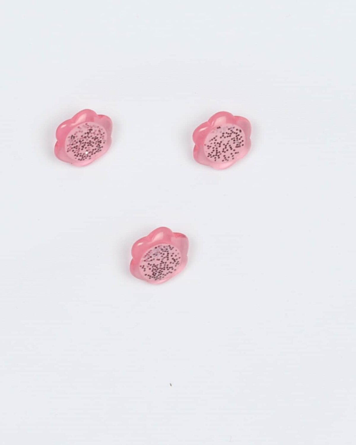 Rosa/sølv blomst - 13 mm øjeknap