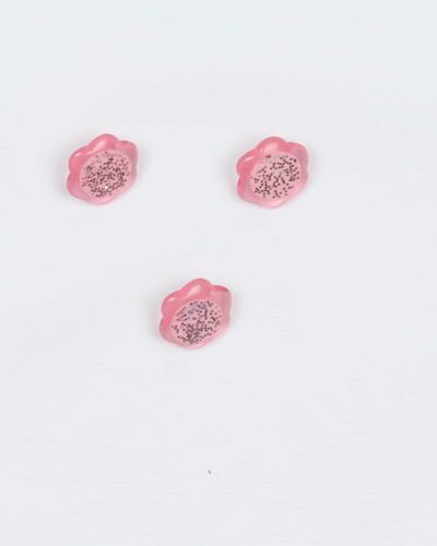 Rosa/sølv blomst - 13 mm øjeknap