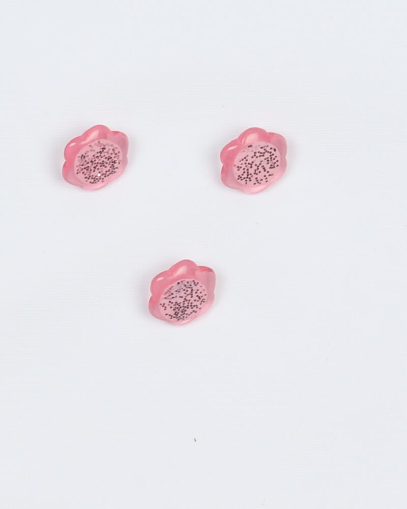 Rosa/sølv blomst - 13 mm øjeknap -