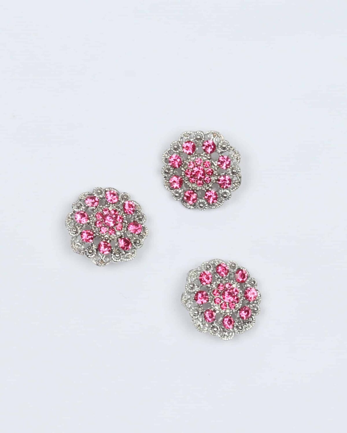 Sølv og pink - 20 mm øjeknap