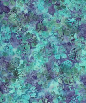 Turkis, grønne og lilla nuancer m. blomster - Bali - Eyelike Fabrics