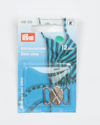 Mat sølv bikini hægte - 1 stk, 12 mm