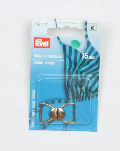 Guld bikini hægte - 1 stk, 15 mm