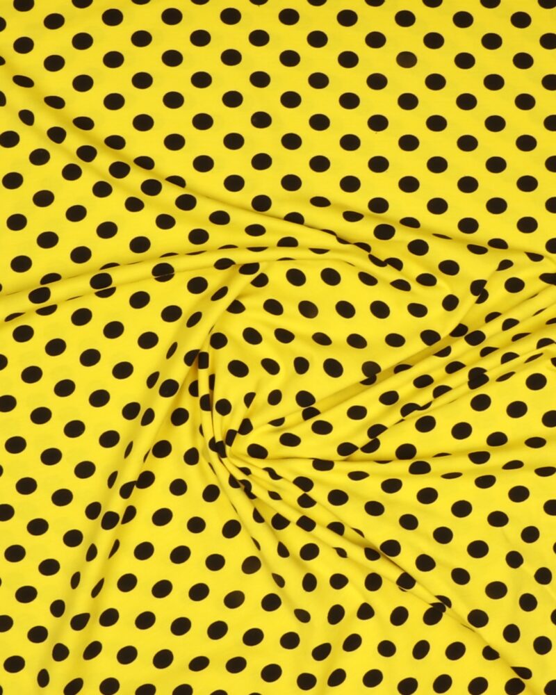 Store sorte prikker på gul - Jersey - Info mangler