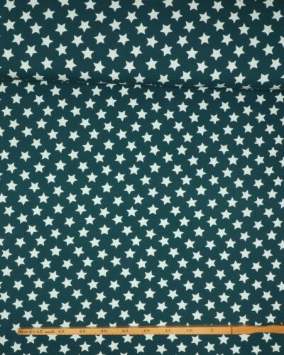 Lys mintfarvet stjerner på petroleumsgrøn- Jersey 7 Lys mintfarvet stjerner på petroleumsgrøn- Jersey