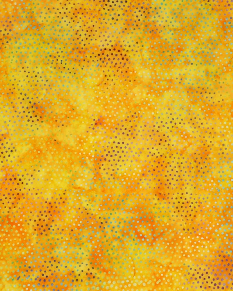 Gul/orange m. lilla og turkis prikker - Bali - Eyelike Fabrics