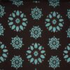 Mørkebrun m. store turkise blomster - Møbelstof