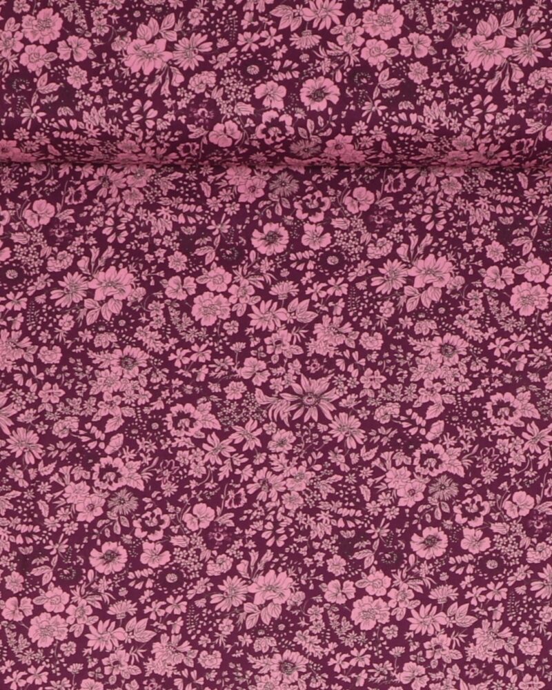 Emily Silhouette Flower, bordeaux/lys pink - Liberty - Liberty Fabrics