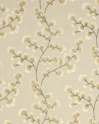 Flødefarvet/guld blomster m. glimmer - Boligtekstil