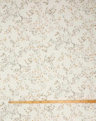 Grå og karryfarvet små blade på kviste - Boligtekstil 7 Grå og karryfarvet små blade på kviste - Boligtekstil