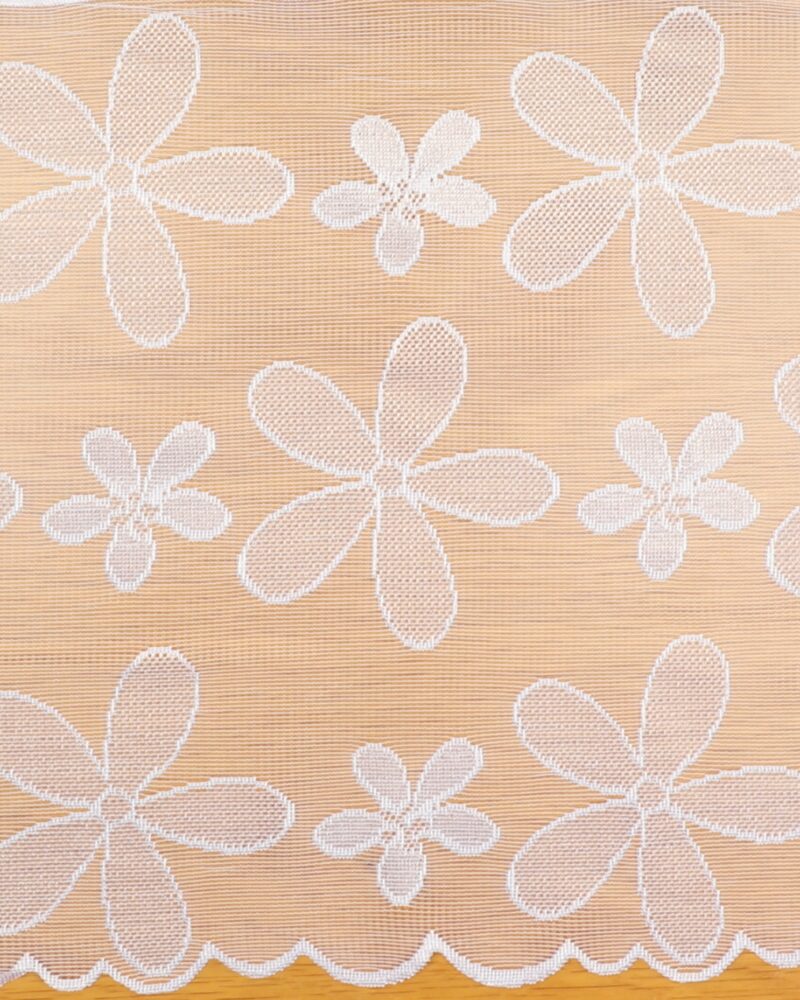 Cafégardin, hvid m. blomster - 35 cm høj - Info mangler