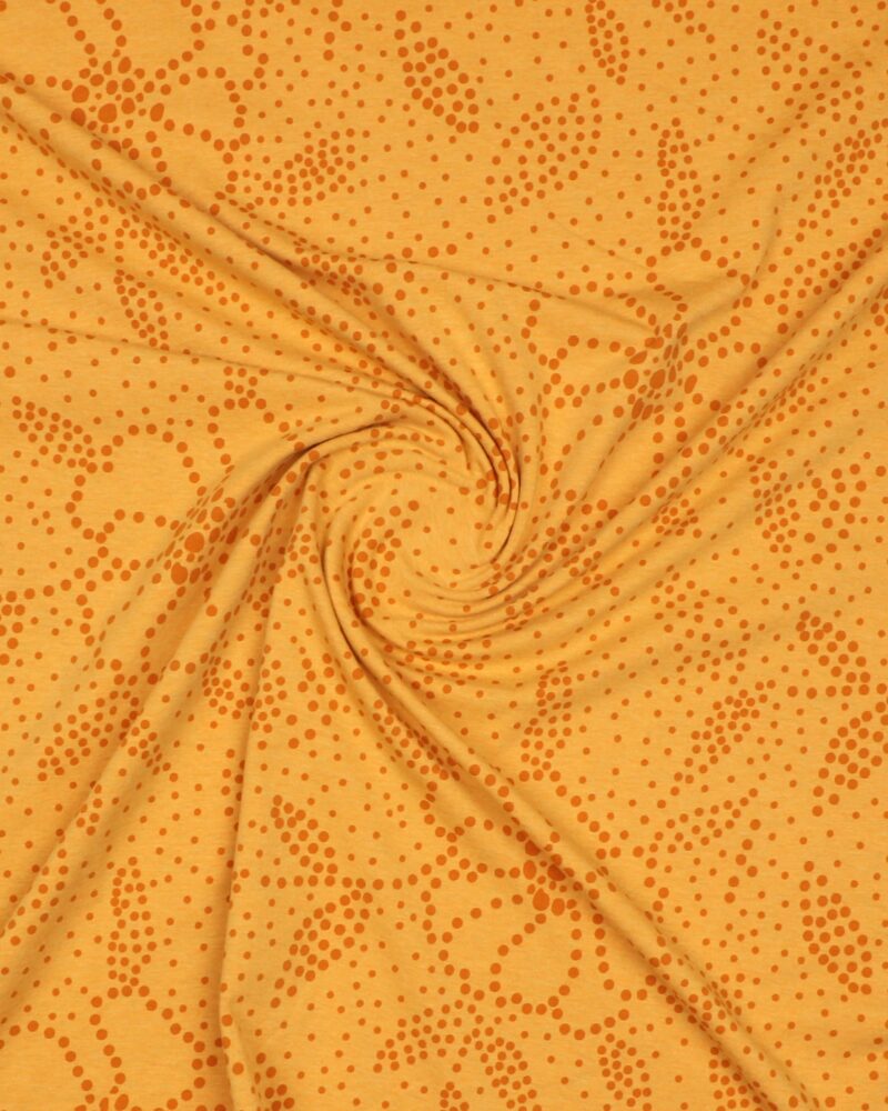 Lys orange med blomster - Bomuldsjersey