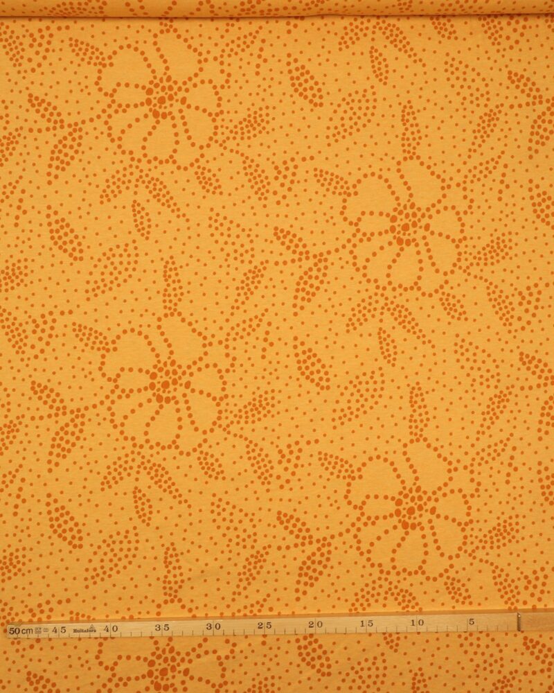 Lys orange med blomster - Bomuldsjersey