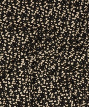Små cremefarvet blomster på sort - Twillvævet Viskose - Ukendt