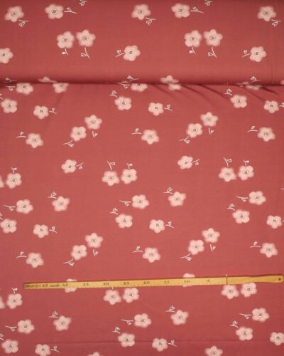 Støvet mørk rosa m. blomst - Jersey 7 Støvet mørk rosa m. blomst - Jersey