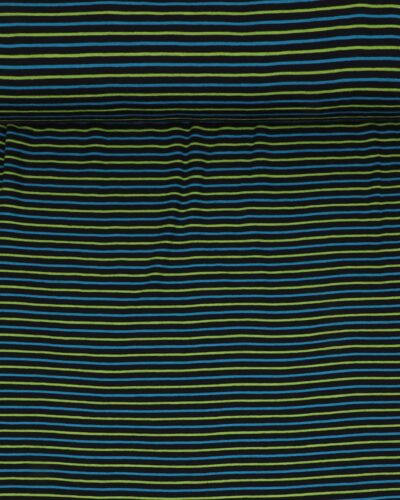 Sort/lime/blå striber - Uld