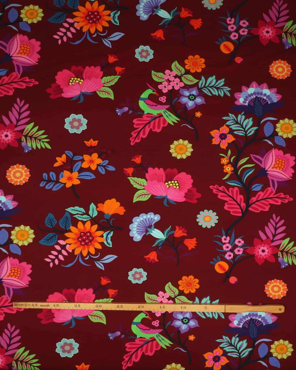 Blomster på bordeaux - Jersey - Billede 3