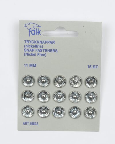 Sølv trykknapper, 15 stk 11 mm
